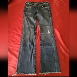 True Religion Jeans Womens Size 28 Blue Denim Bootcut Embroidered Pockets